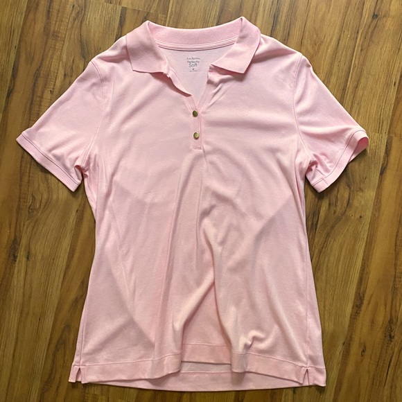 2 Kim Rogers Perfectly Soft Pink & Blue Polos with Gold Faux Buttons - Picture 2 of 14